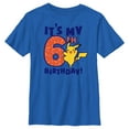 thumbnail image 1 of Boy's Pokemon It’s My 6th Birthday Pikachu Graphic Tee Royal Blue Small, 1 of 10