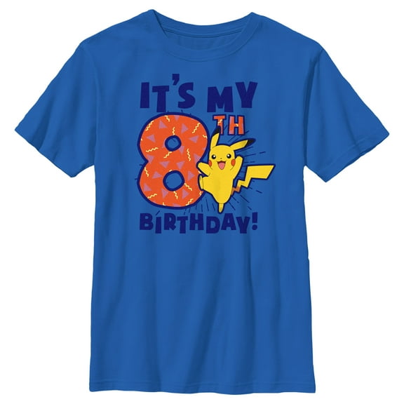 Boy's Pokemon It’s My 8th Birthday Pikachu Graphic Tee Royal Blue X Large