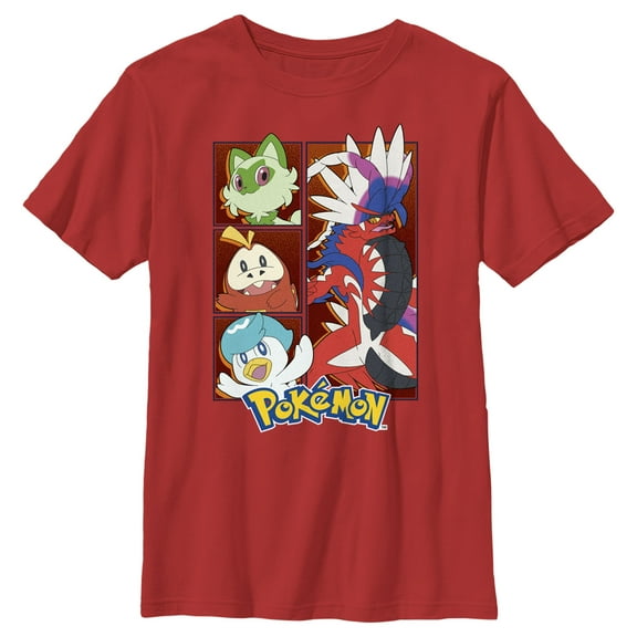 Boy's Pokemon Koraidon Group  Graphic Tee Red Medium