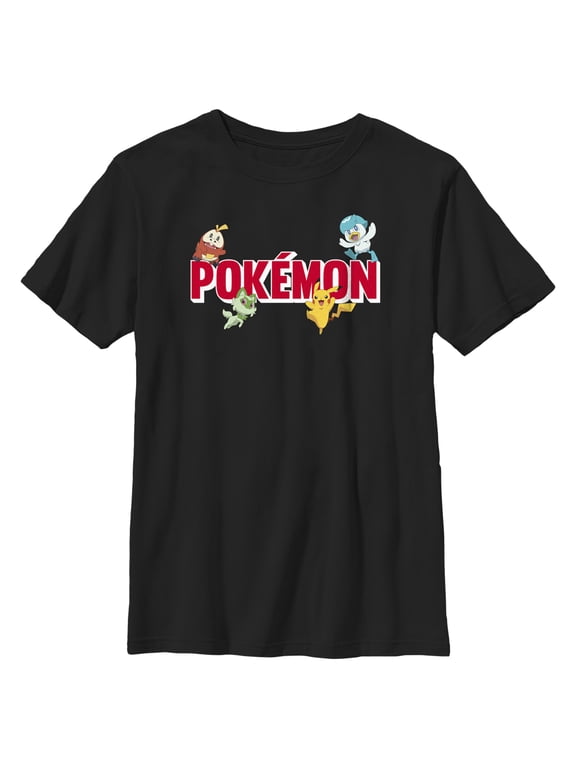 Boy's Pokemon Logo Characters Graphic Tee Black Small
