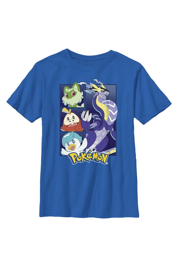 Boy's Pokemon Miraidon Group Graphic Tee Royal Blue Small