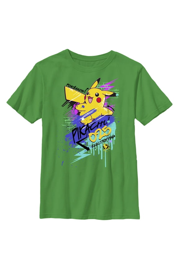 Boy's Pokemon Pikachu 025 Electrifying Graphic Tee Kelly Green Large