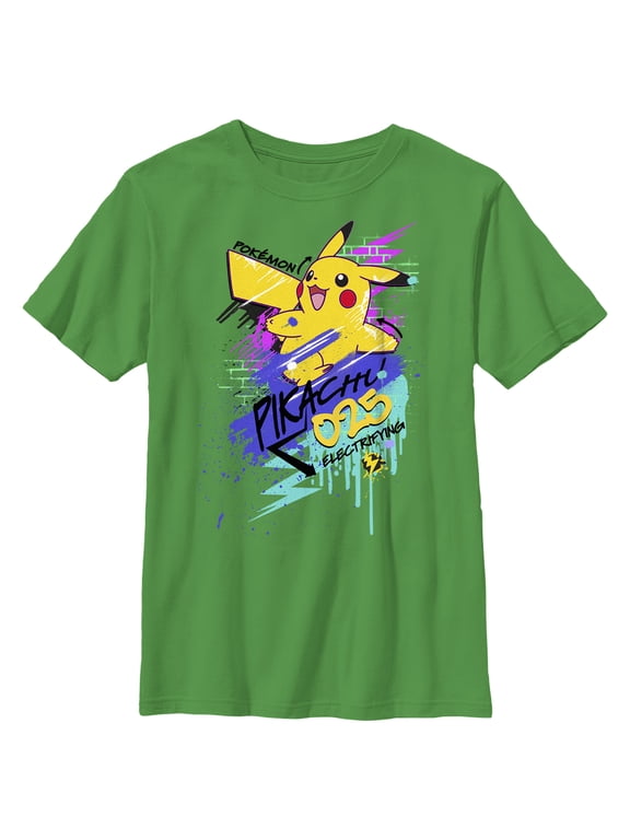 Boy's Pokemon Pikachu 025 Electrifying Graphic Tee Kelly Green X Small