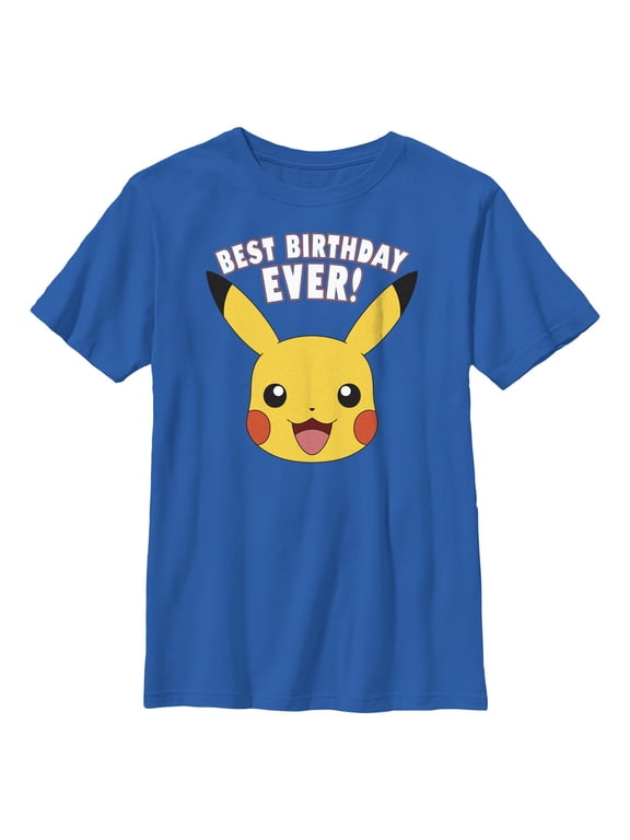 Boy's Pokemon Pikachu Best Birthday Ever Graphic Tee Royal Blue Medium