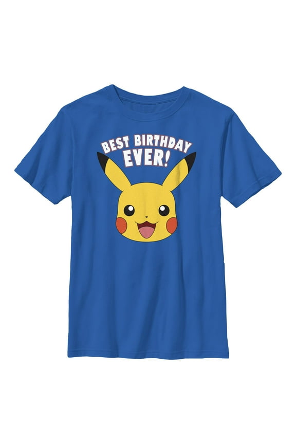 Boy's Pokemon Pikachu Best Birthday Ever Graphic Tee Royal Blue X Small