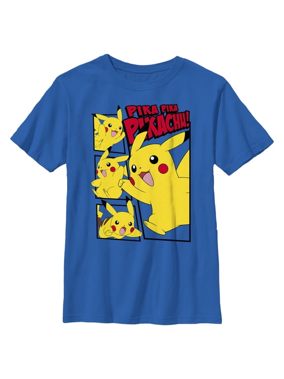 Boy's Pokemon Pikachu Comic Panels Graphic Tee Royal Blue Medium