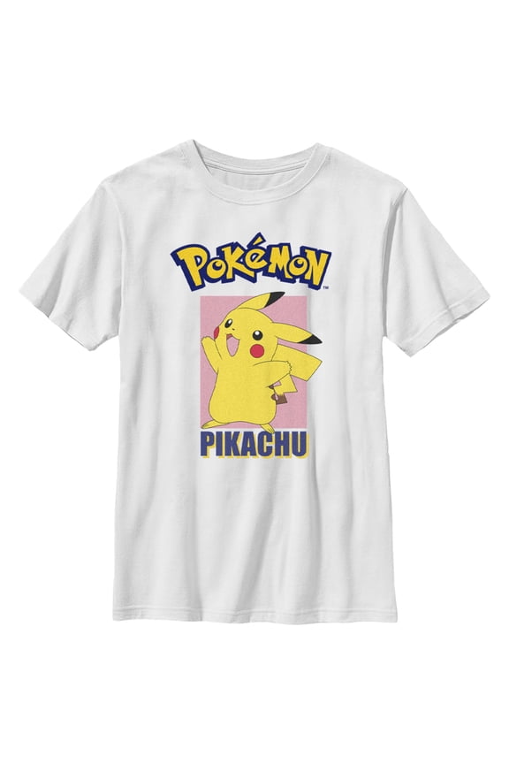 Boy's Pokemon Pikachu Wink Face Graphic Tee White X Large