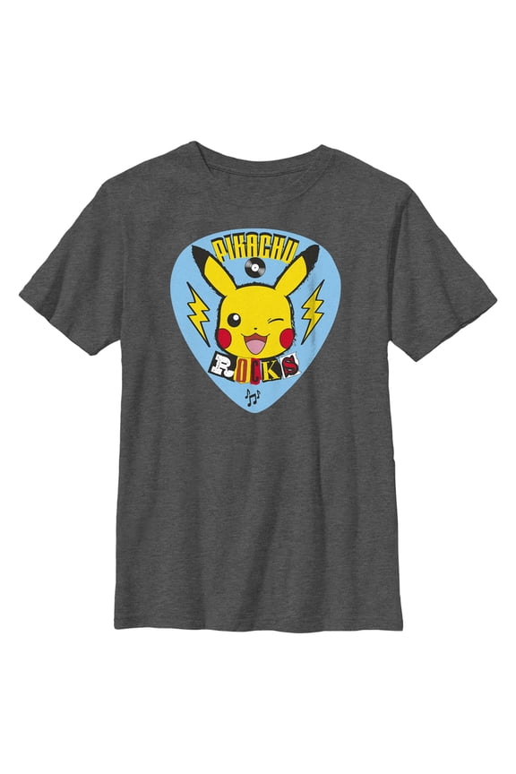 Boy's Pokemon Pikachu Rocks Graphic Tee Charcoal Heather Medium