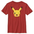 thumbnail image 1 of Boy's Pokemon Pikachu Wink Face Graphic Tee Red Medium, 1 of 4
