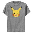 thumbnail image 1 of Boy's Pokemon Pikachu Wink Face Performance Graphic Tee Charcoal Heather Medium, 1 of 4