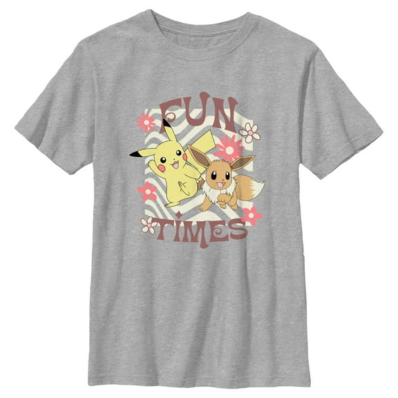 Boy's Pokemon Pikachu and Eevee Fun Times  Graphic T-Shirt