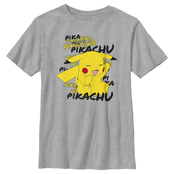 Boy's Pokemon Pikachu laughing Graphic Tee Athletic Heather Medium
