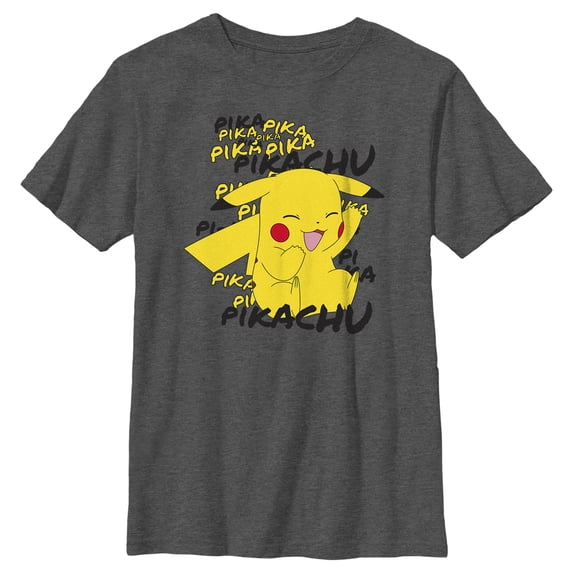 Boy's Pokemon Pikachu laughing Graphic Tee Charcoal Heather Medium