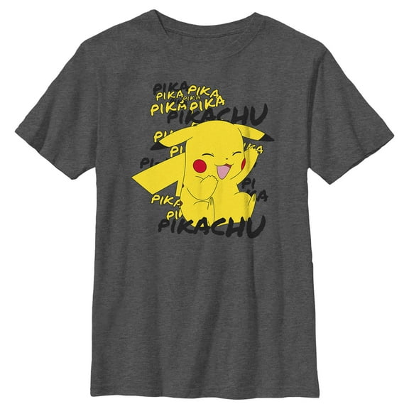 Boy's Pokemon Pikachu laughing Graphic Tee Charcoal Heather Small