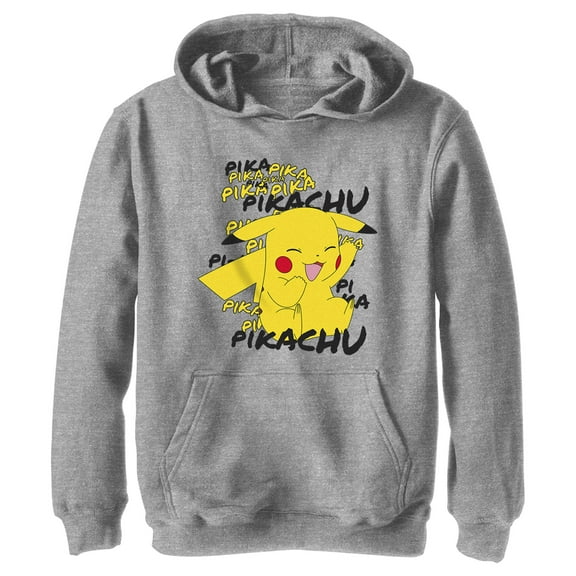 Boy's Pokemon Pikachu laughing  Pull Over Hoodie Athletic Heather X Large