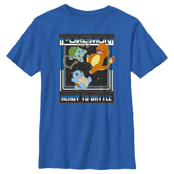 Boy's Pokemon Ready To Battle Trio Graphic Tee Royal Blue X Large