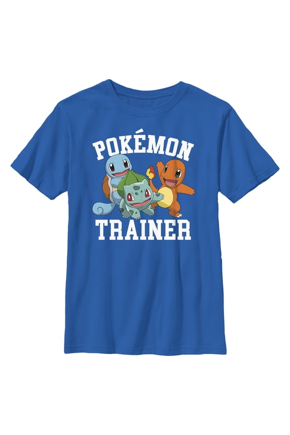 Boy's Pokemon Trainer Characters Graphic Tee Royal Blue Large