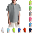 thumbnail image 1 of Boy's Polo Shirt Casual Fashion Short Sleeve Collared Golf T-Shirt Back To School Quick Dry Lightweight Button School Uniform T Shirt Gray 4-5 Years, 1 of 5