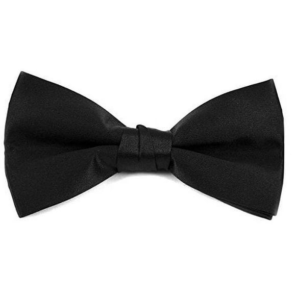 Boy's Poly Satin Banded Clip On Bow Ties (Black)