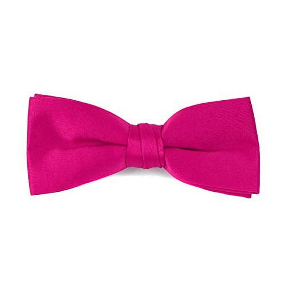 Boy's Poly Satin Banded Clip On Bow Ties (Fuchsia)