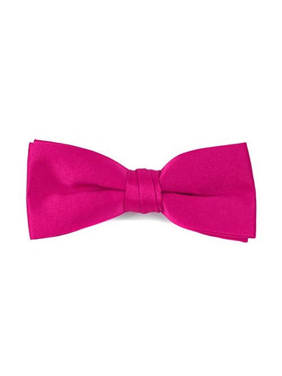 Boy's Poly Satin Banded Clip On Bow Ties (Fuchsia)