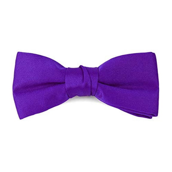 Boy's Poly Satin Banded Clip On Bow Ties (Purple)