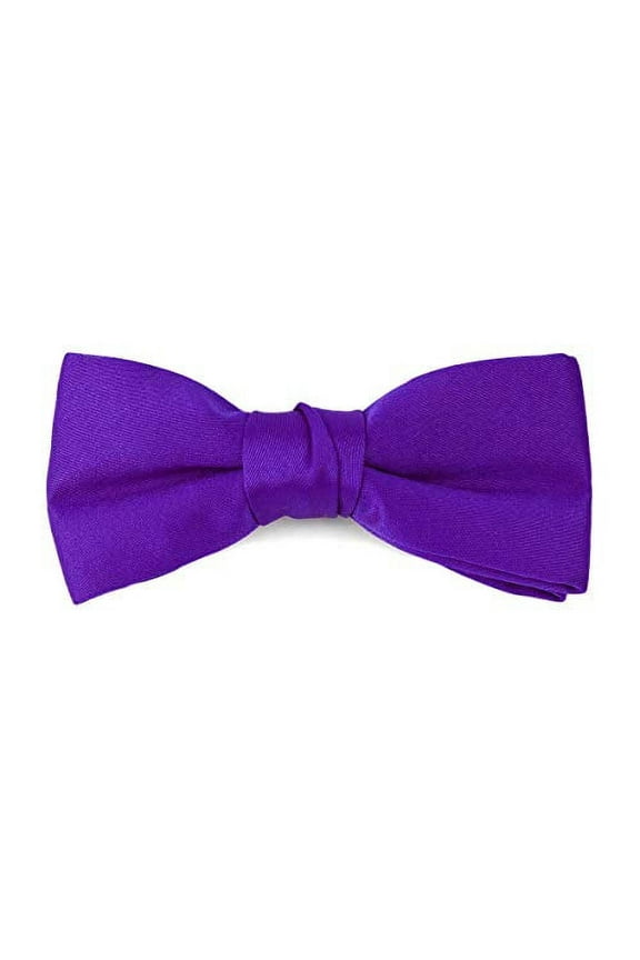 Boy's Poly Satin Banded Clip On Bow Ties (Purple)