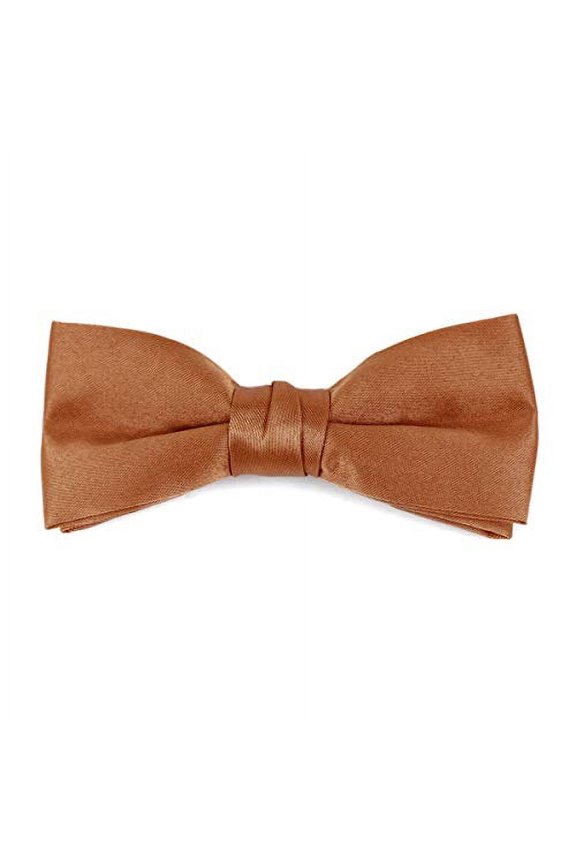 Boy's Poly Satin Banded Clip On Bow Ties (Rust)