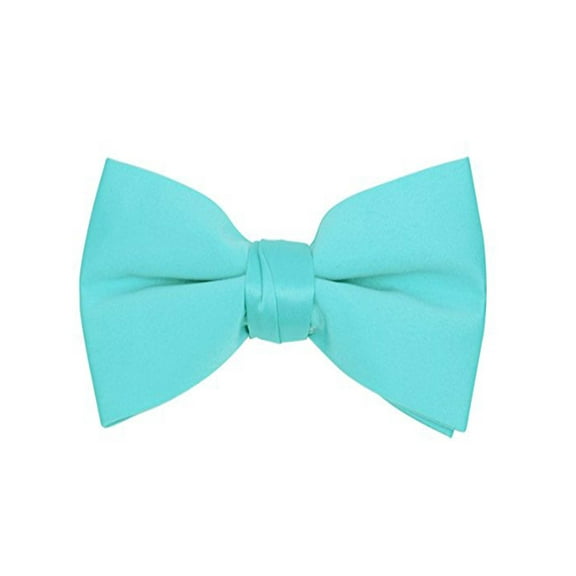 Boy's Poly Satin Banded Clip On Bow Ties (Turquoise)