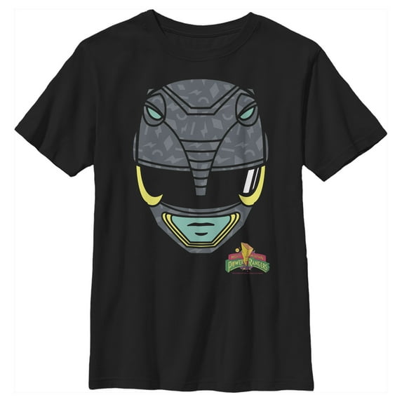 Boy's Power Rangers Black Ranger Helmet Graphic Tee Black Small