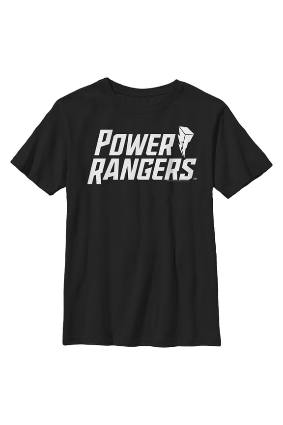 Boy's Power Rangers Classic Lightning Bolt Logo Graphic Tee Black Large