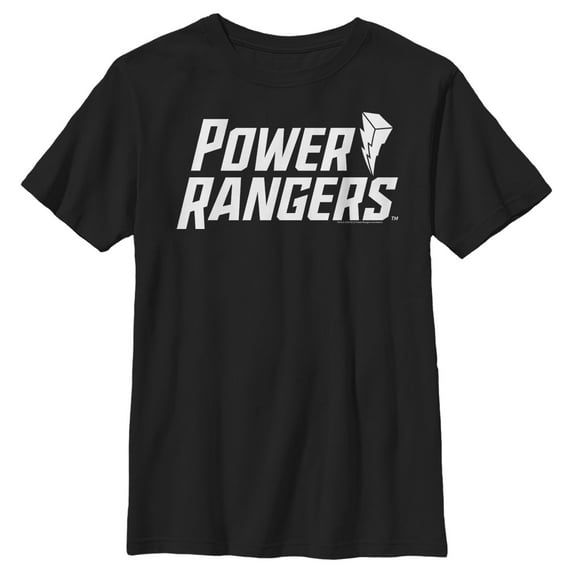 Boy's Power Rangers Classic Lightning Bolt Logo Graphic Tee Black Medium