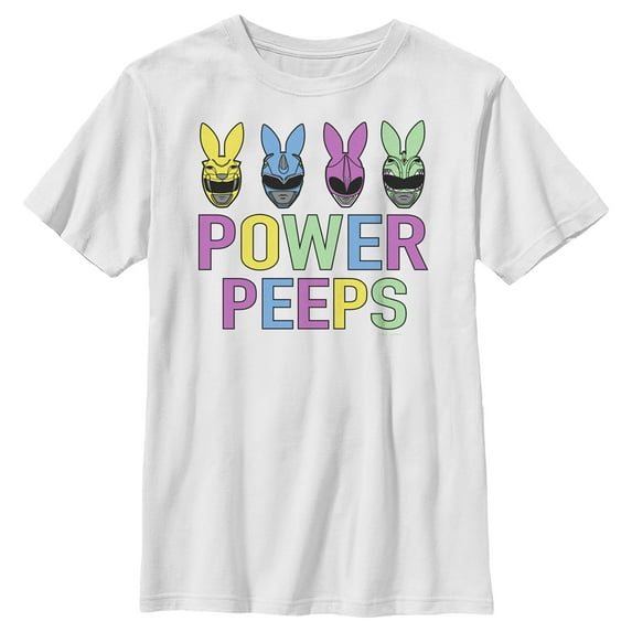 Boy's Power Rangers Easter Power Peeps Graphic Tee White Large