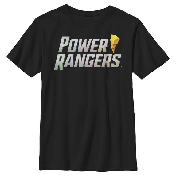 Boy's Power Rangers Lightning Bolt Logo Graphic Tee Black Medium