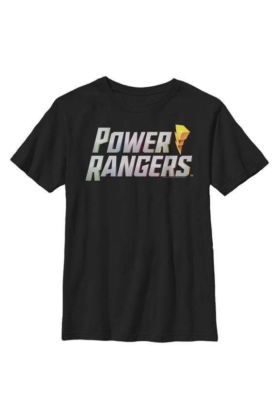Boy's Power Rangers Lightning Bolt Logo Graphic Tee Black Medium