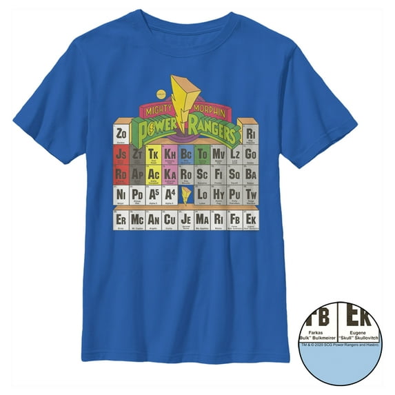 Boy's Power Rangers Periodic Table of Heroes Graphic Tee Royal Blue X Large