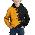 thumbnail image 1 of Boy's Pullover Printed Long Sleeve Casual Sports Hooded Long Sleeve Hooded Sweatshirts Top With Shoulder Inserts, 13 Years Yellow, 1 of 7