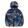 thumbnail image 1 of Boy's Rain Jacket Lightweight Breathable Raincoat Waterproof Hooded Rain Jacket Blue White Scrawl 10, 1 of 6