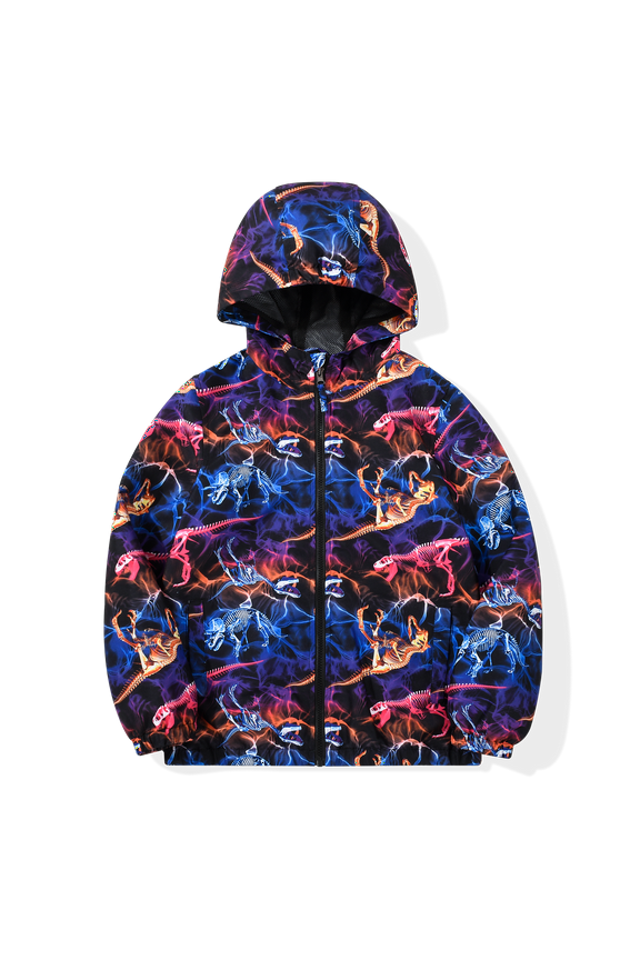 Boy's Rain Jacket Lightweight Breathable Raincoat Waterproof Hooded Rain Jacket Multicolor Dinosaur 12