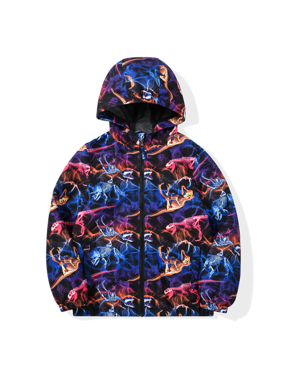 Boy's Rain Jacket Lightweight Breathable Raincoat Waterproof Hooded Rain Jacket Multicolor Dinosaur 14