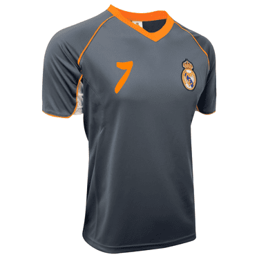 Boy's Real Madrid Training Jersey Number 7, Youth Sizes R. Madrid # 7 Shirt (Gray YM )