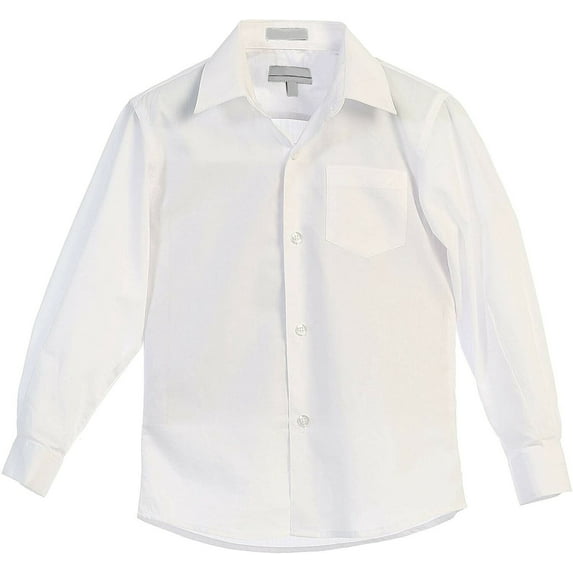 Boy's Regular Fit Long Sleeve Standard Cuff Pocket Uniform Casual Dress Shirt