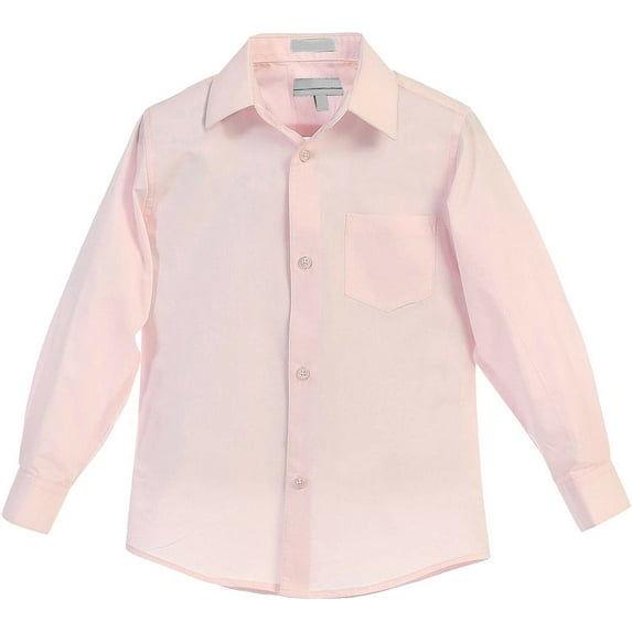 Boy's Regular Fit Long Sleeve Standard Cuff Pocket Uniform Casual Dress Shirt