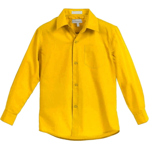 Boy's Regular Fit Long Sleeve Standard Cuff Pocket Uniform Casual Dress Shirt