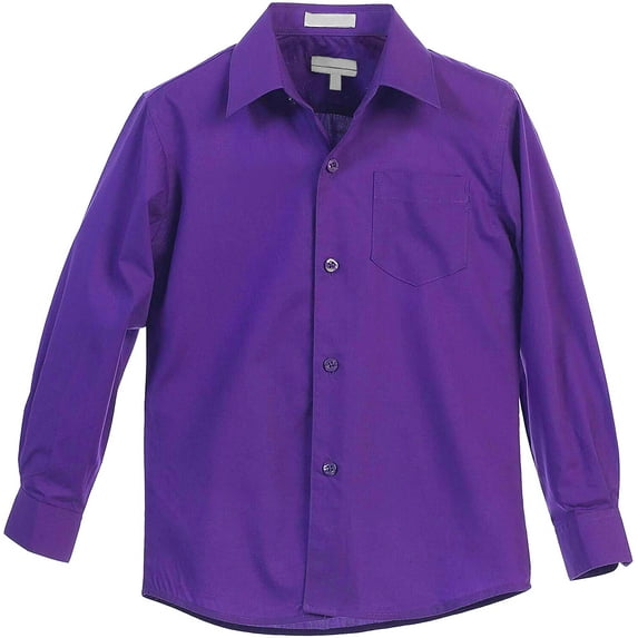 Boy's Regular Fit Long Sleeve Standard Cuff Pocket Uniform Casual Dress Shirt