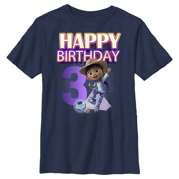 Boy's Ridley Jones Ridley 3rd Birthday  Graphic Tee Navy Blue Large