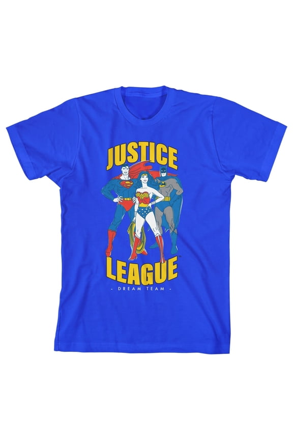 Boy's Royal Blue Graphic Tee, Justice League Victory Pose-XL