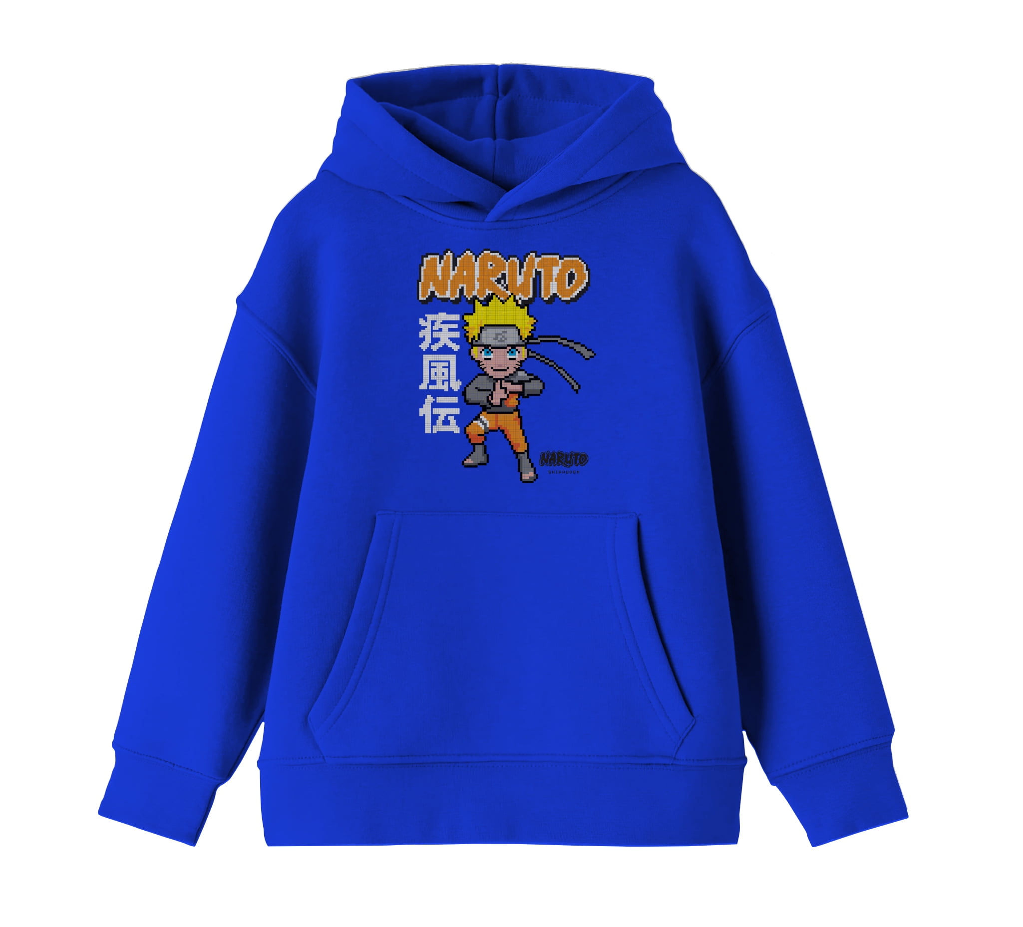 Boy's Royal Blue Naruto Shippuden Packaged Shirt, Pixel Naruto HoodieL