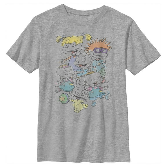 Boy's Rugrats Character Watercolor  Graphic Tee Athletic Heather Large