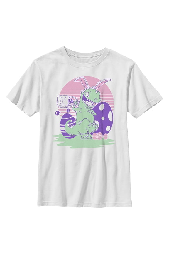 Boy's Rugrats Reptar Easter Eggs Graphic Tee White Large